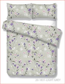 Polycotton bedding set FLOWERS 20-1831-LIGHT GREY