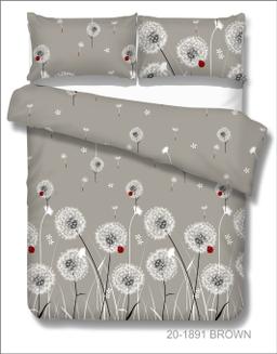 Polycotton bedding set FLOWERS 20-1891-BROWN