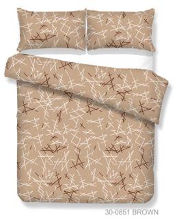 Polycotton bedding set GEOMETRY 30-0851-BROWN