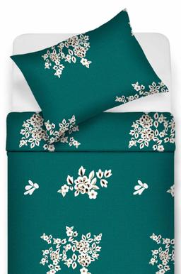 Polycotton bedding set FLOWERS 20-1863-PETROL
