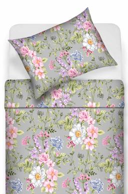 Polycotton bedding set FLOWERS 20-1830-LIGHT GREY