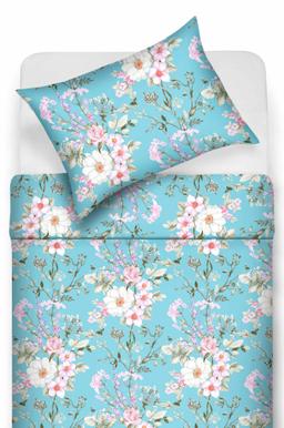 Polycotton bedding set FLOWERS 20-1860-AQUA