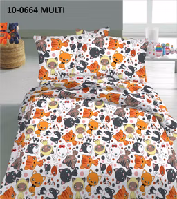 Voodipesu lastele CATS WITH BIG HEADS 10-0664-MULTI