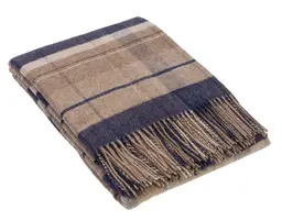 Woolen plaid MERINO-270 80-3454-BLUE BROWN