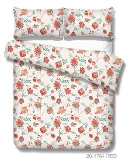 Polycotton bedding set FLOWERS 20-1784-RED