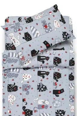 Voodipesu lastele CATS IN LOVE 10-0531-LIGHT GREY
