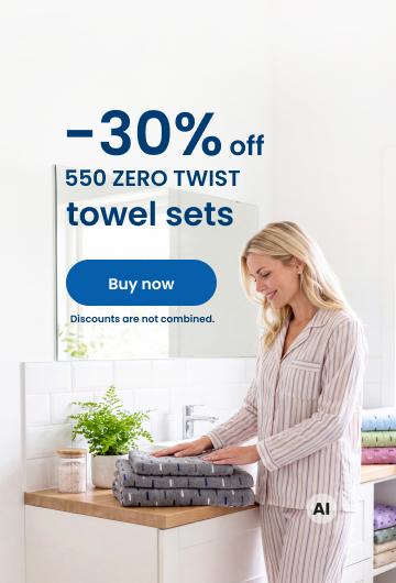 30% off 550 ZERO TWIST towel sets/ desktop