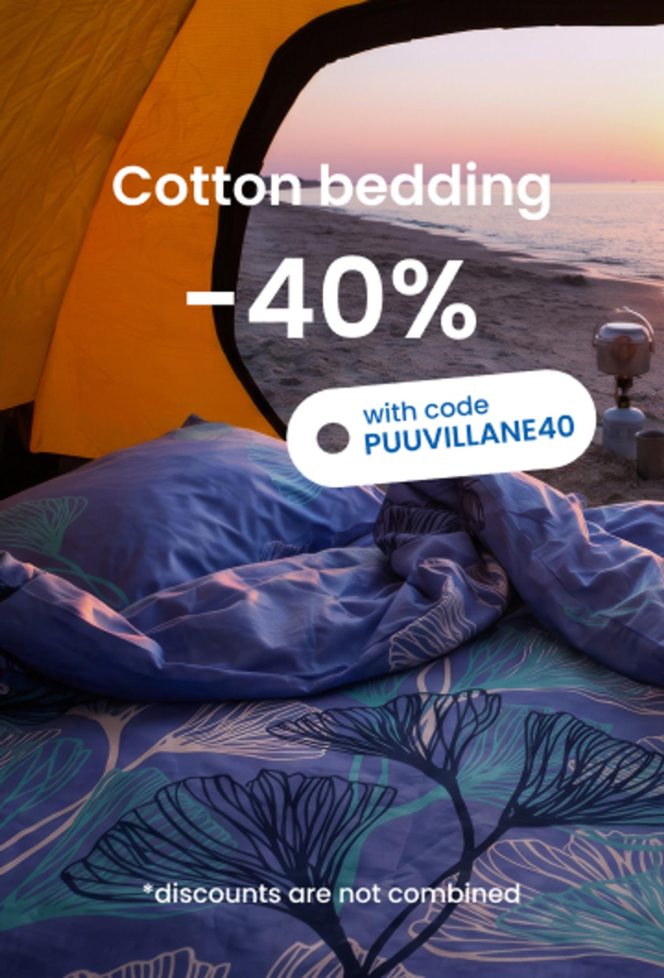 40% off cotton bedding with code PUVILLANE40/ mobile