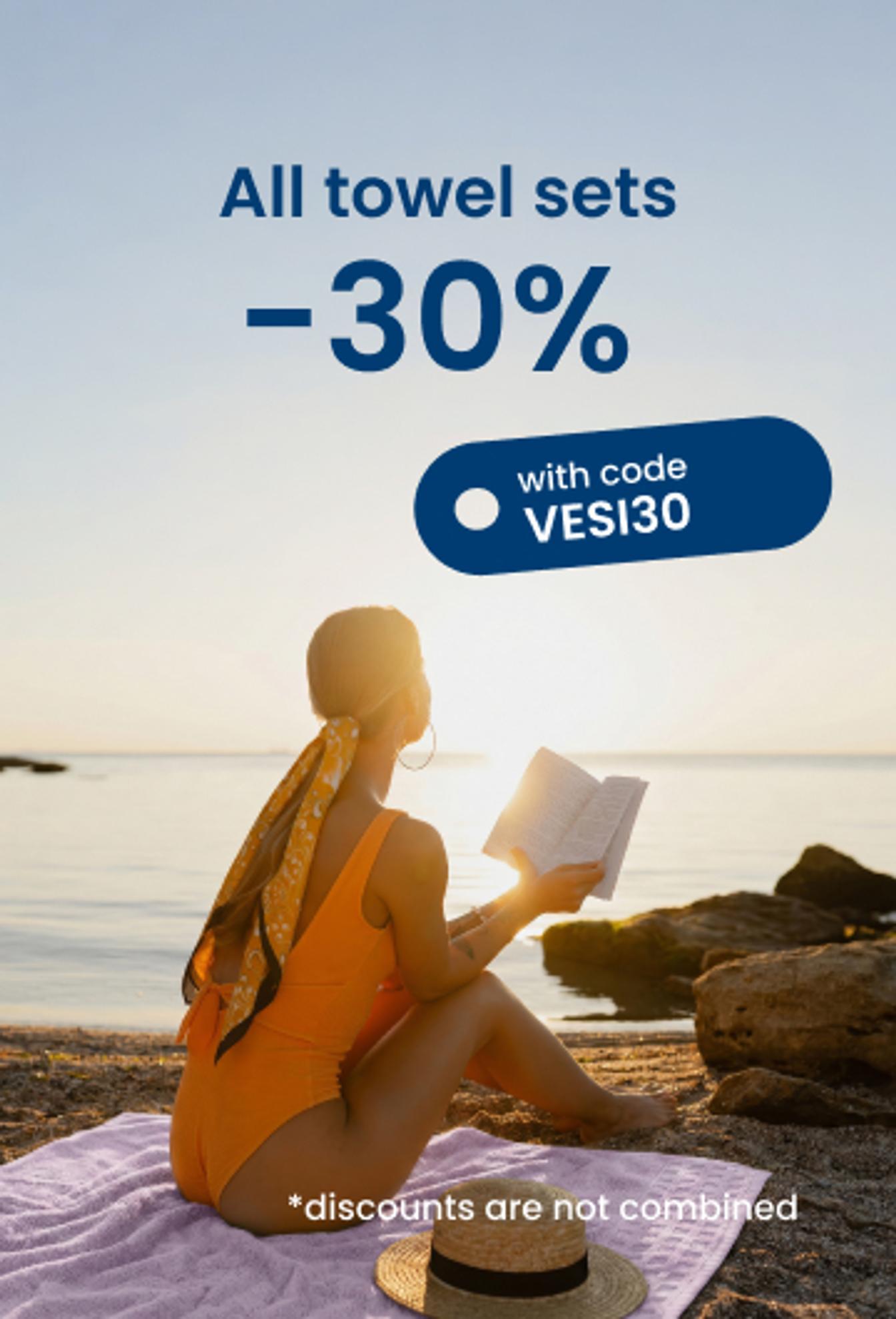 30% off all towel sets with code VESI30/mobile